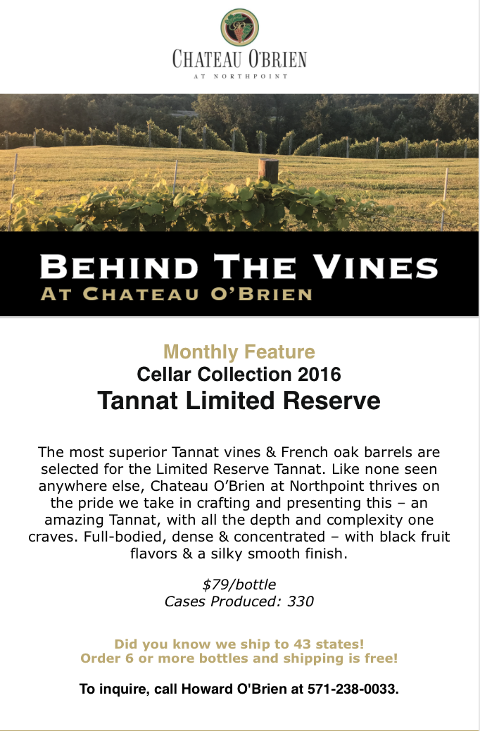 News | Chateau OBrien | Winery & Vineyard | Markham, Virginia